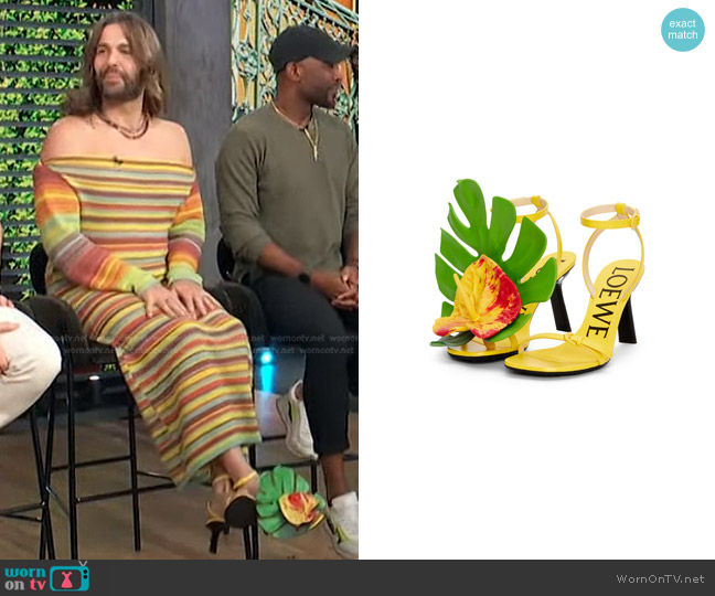 Loewe Petal Sandal in lambskin worn by Jonathan Van Ness on Access Hollywood