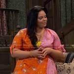 Lou’s orange and pink floral print dress on Bunkd