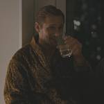 Lukas’s gold velvet quilted bomber jacket on Succession