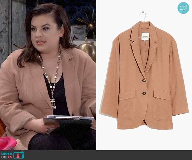 Madewell Cotton-Linen Relaxed Larsen Blazer worn by Maxie Jones (Kirsten Storms) on General Hospital