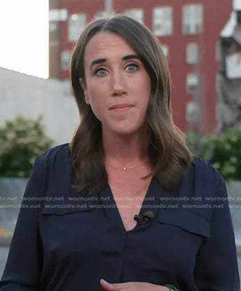 Maggie Vespa’s navy v-neck blouse on Today