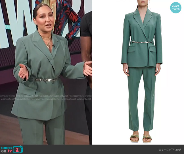 Maje Villette Chain Belt Blazer and Pants worn by Adrienne Houghton on E! News