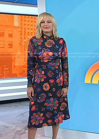 Malin Akerman’s floral mock neck dress on Today