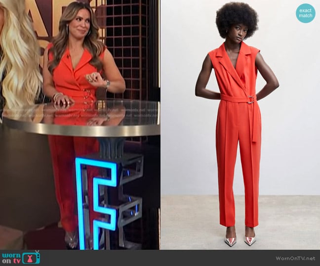 Mango Belt wrap jumpsuit worn by Carolina Bermudez on E! News