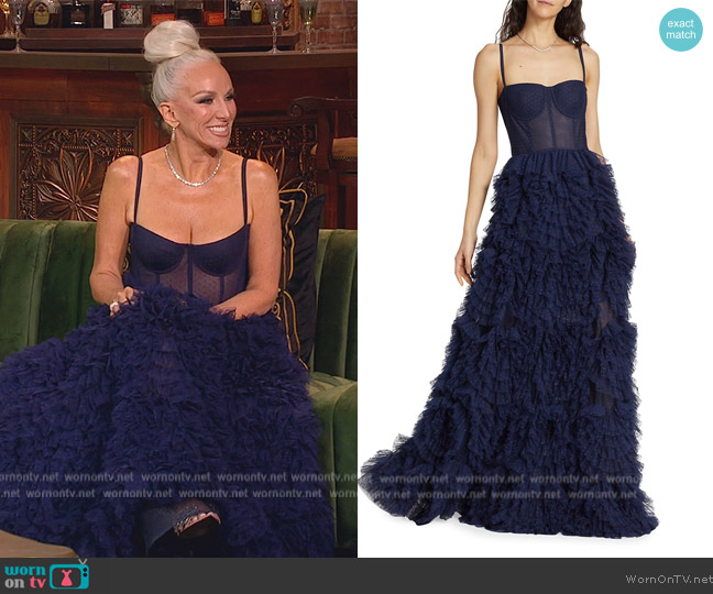  Dotted Tulle Fit-&-Flare Gown Marchesa Notte worn by Margaret Josephs on The Real Housewives of New Jersey