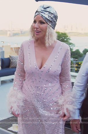 Margaret's pink embellished maxi dress on The Real Housewives of New Jersey