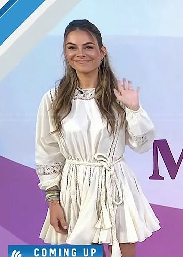 Maria Menounos's white lace inset mini dress on Today