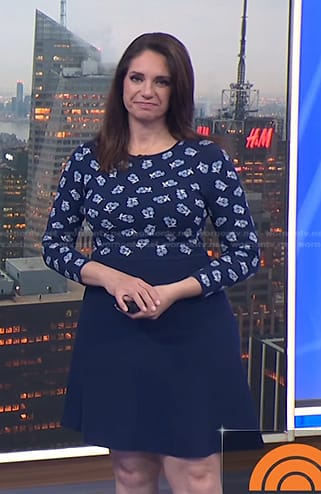 WornOnTV: Maria’s navy floral long sleeve dress on Today | Maria Larosa ...