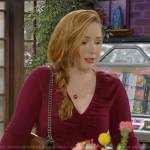 Mariah’s red v-neck sweater and brown croc bag on The Young and the Restless