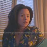 Mariana’s navy cheetah print pajamas on Good Trouble