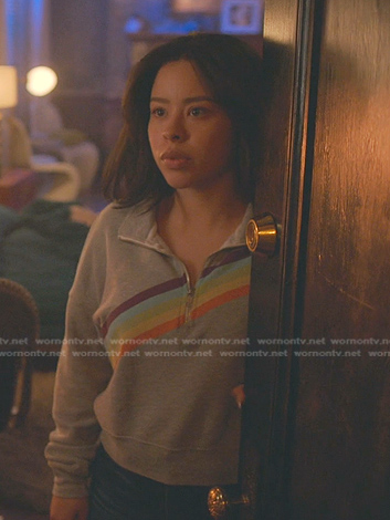 Mariana's rainbow stripe sweatshirt on Good Trouble