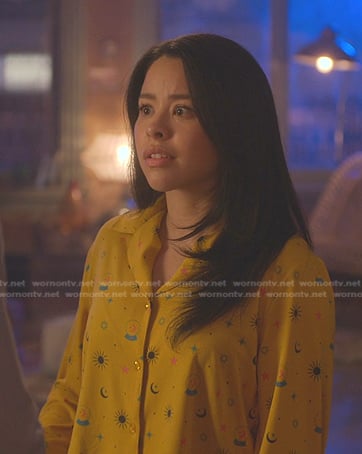 Mariana’s yellow printed pajamas on Good Trouble