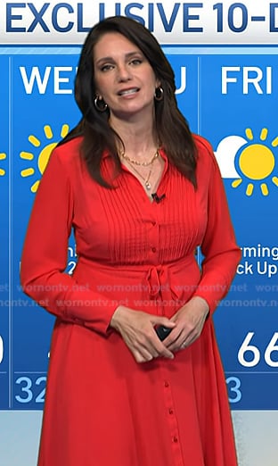 Maria's red pleated shirtdress on Today