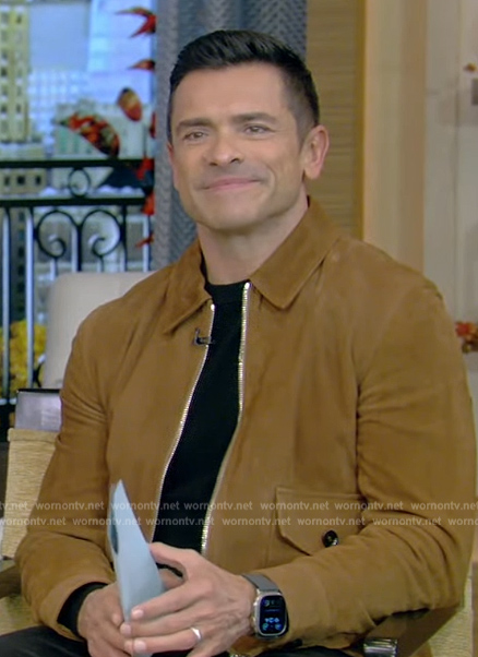 Mark's brown suede jacket on Live with Kelly and Mark