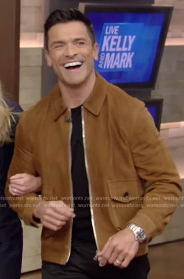 Mark’s brown suede jacket on Live with Kelly and Mark