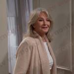 Marlena’s beige shawl collar cardigan on Days of our Lives