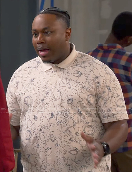 Marty's scribble print polo shirt on The Neighborhood