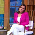 Mary’s pink blazer and white slit pants on Good Morning America