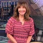 Mary Steenburgen’s red printed wrap dress on The View