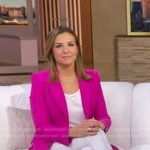 Mary’s pink blazer and white slit pants on Good Morning America