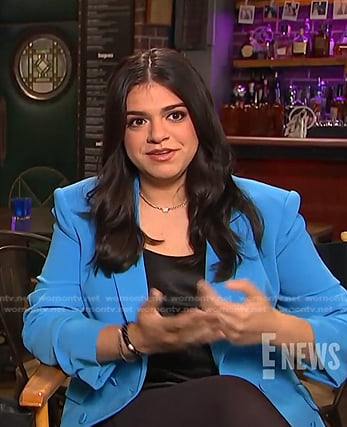 Mayan Lopez’s blue double breasted blazer on E! News