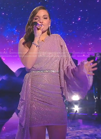 Megan Danielle's metallic one-shoulder dress on American Idol