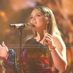 Megan Danielle’s rainbow sequin one-shoulder dress on American Idol