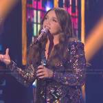 Megan Danielle’s sequin floral mini dress on American Idol