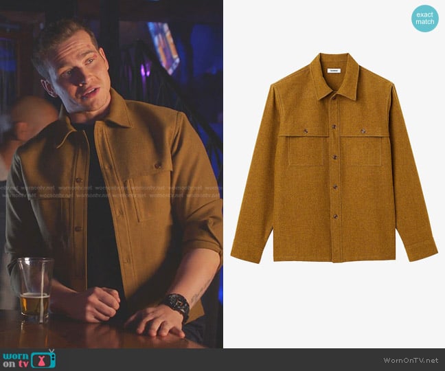 Sandro Clyde Wool Blend Button-Up Shirt worn by Evan Buckley (Oliver Stark) on 9-1-1