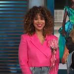 Lauren Messiah’s pink cropped blazer on Access Hollywood