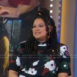 Michelle Buteau’s black floral top and skirt on Good Morning America