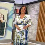 Michelle Miller’s blue floral dress on CBS Saturday Morning