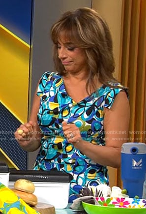 Michelle Miller's blue printed dress on CBS Mornings