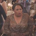 Miranda’s brown bead-embellish dress on Greys Anatomy