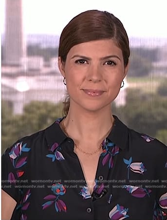 Monica Alba's navy floral dress on NBC News Daily