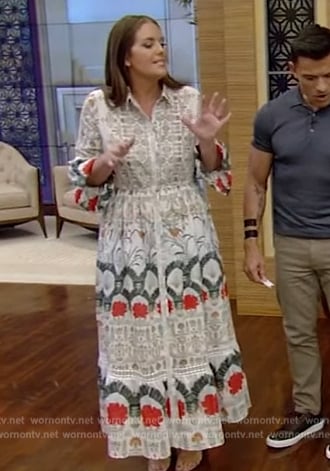 Monica Mangin’s floral print shirtdress on Live with Kelly and Mark