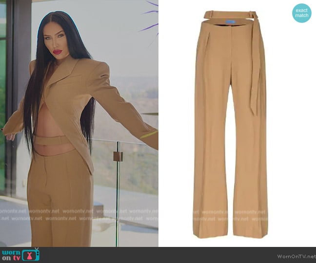 Mugler Cut-out waist tailored Trousers worn by Bre Tiesi on Selling Sunset