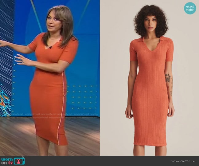 Naadam Ribbed Polo Dress With Piping worn by Ginger Zee on Good Morning America