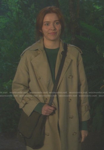 Nancy's beige trench coat on Nancy Drew