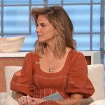 Natalie’s orange contrast stitch dress on The Talk