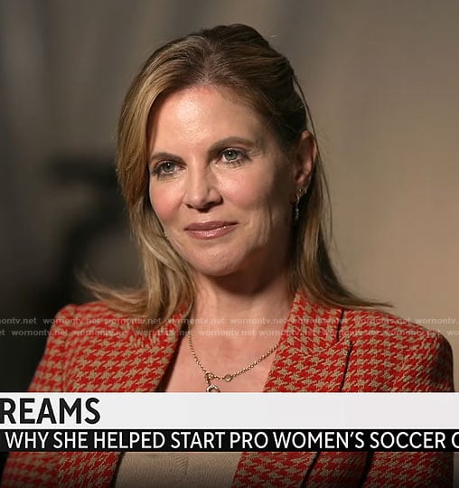 Natalie Morales's red houndstooth blazer on CBS Mornings