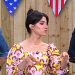 Natasha Feldman’s pink printed puff sleeve top on Good Morning America