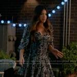 Nell’s black and white floral dress on Not Dead Yet