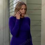 Nicole’s purple ruched long sleeve dress on Days of our Lives