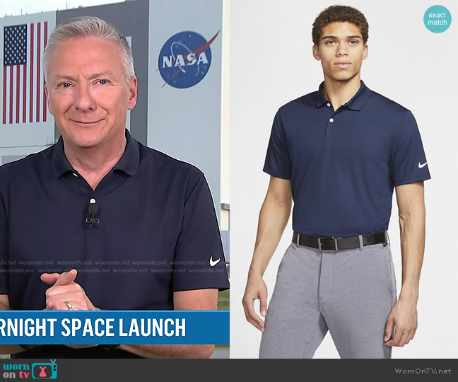 Nike Tennis Victory Polo in Navy worn by Tom Costello on Today