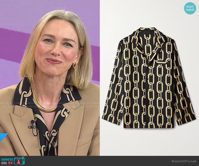 Nili Lotan Juste Silk Pajama Shirt worn by Naomi Watts on Today