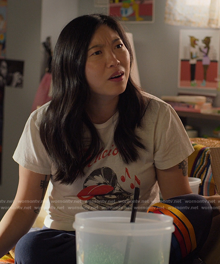 Nora's Delicious graphic tee on Awkwafina is Nora From Queens