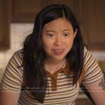 Nora’s striped polo top on Awkwafina is Nora From Queens