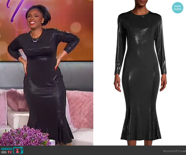 Norma Kamali Metallic Midi Dress worn by Jennifer Hudson on The Jennifer Hudson Show