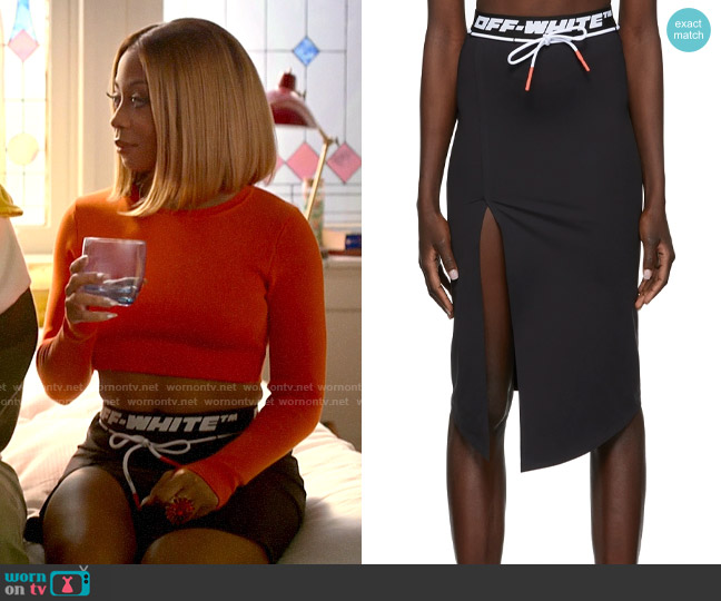 Off White Logo Band Sport Skirt worn by Renee Ross (Bresha Webb) on Run the World